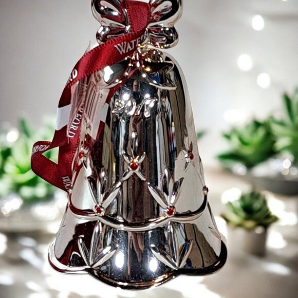 Waterford Bell Ornament Silver Lismore Plated Christmas Decoration dated 2017 - Picture 6 of 14